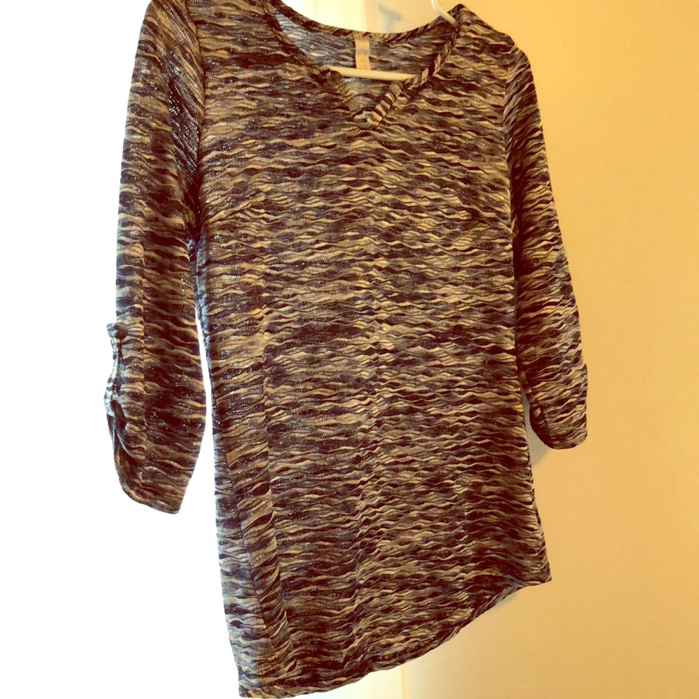 Navy to white ombré knit blouse